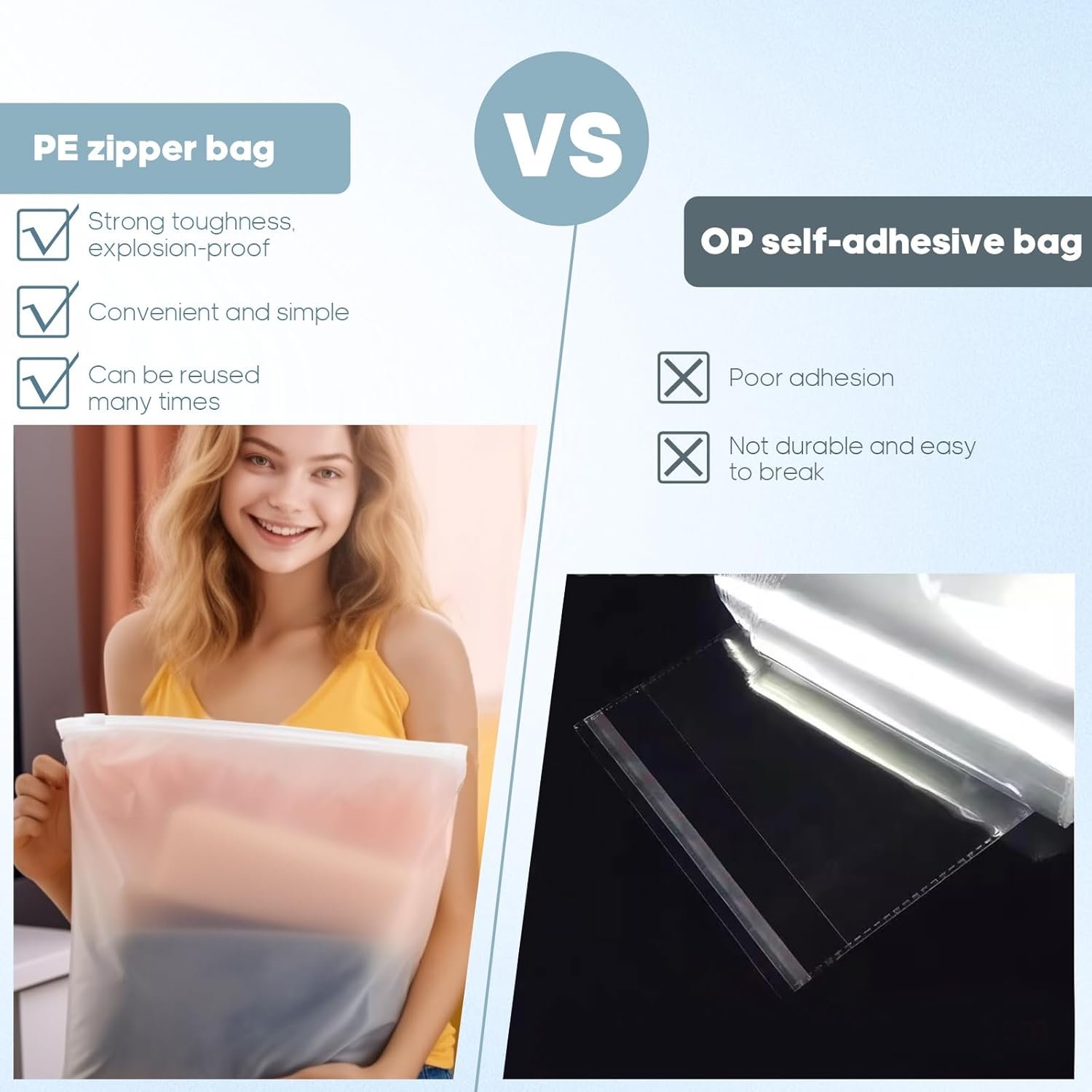 14x18 Inch Clothes Packaging Bags for Shipping, 50Pcs 2 Gallon Frosted Zipper Clothing Packaging Bags for small business, Clear Apparel Bag for Winter clothes, blankets, backpack | No Vent Holes - Image 5