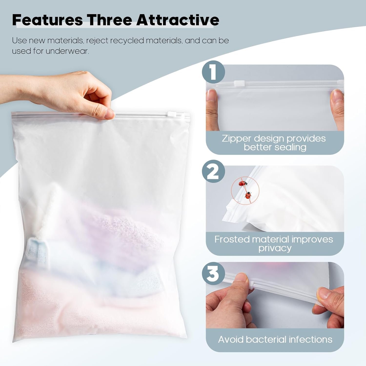 14x18 Inch Clothes Packaging Bags for Shipping, 50Pcs 2 Gallon Frosted Zipper Clothing Packaging Bags for small business, Clear Apparel Bag for Winter clothes, blankets, backpack | No Vent Holes - Image 6