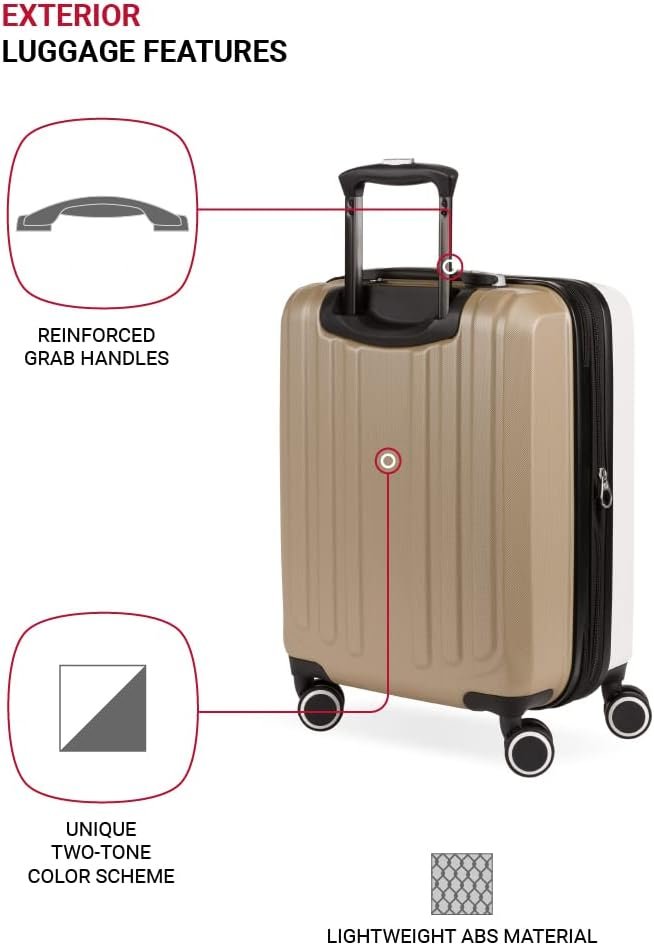 SwissGear Duet Hardside Expandable Luggage with Spinner Wheels, Ivory/Taupe, Carry-On 19-Inch - Image 4
