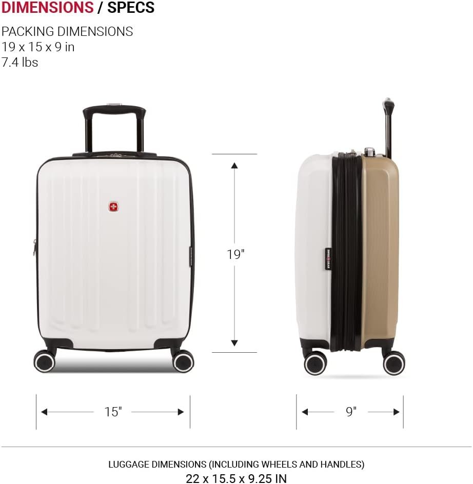 SwissGear Duet Hardside Expandable Luggage with Spinner Wheels, Ivory/Taupe, Carry-On 19-Inch - Image 6