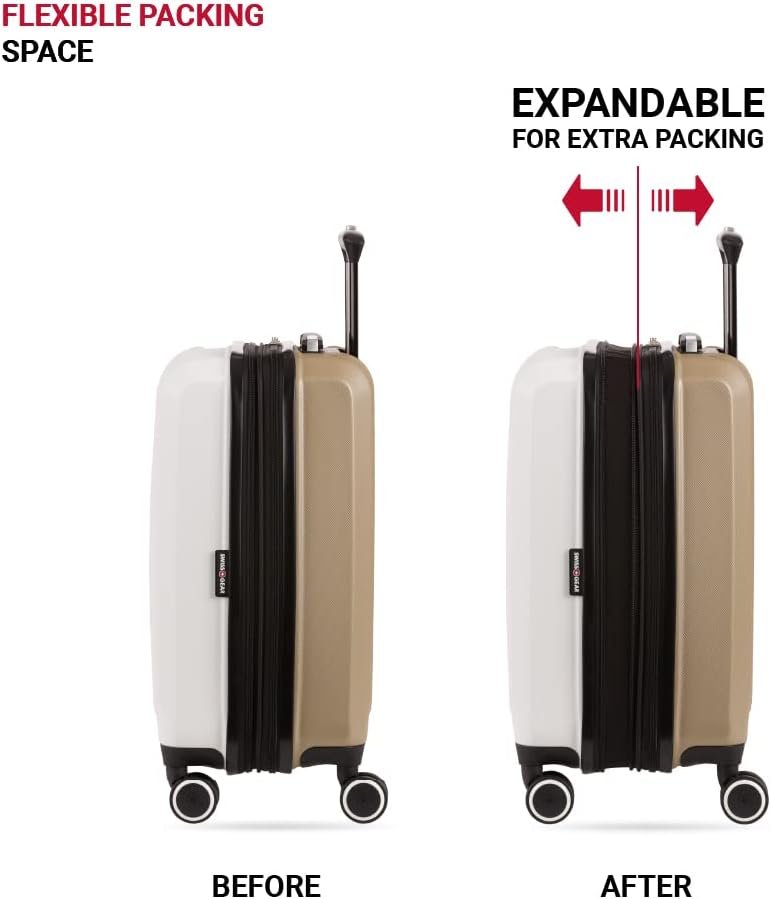 SwissGear Duet Hardside Expandable Luggage with Spinner Wheels, Ivory/Taupe, Carry-On 19-Inch - Image 7