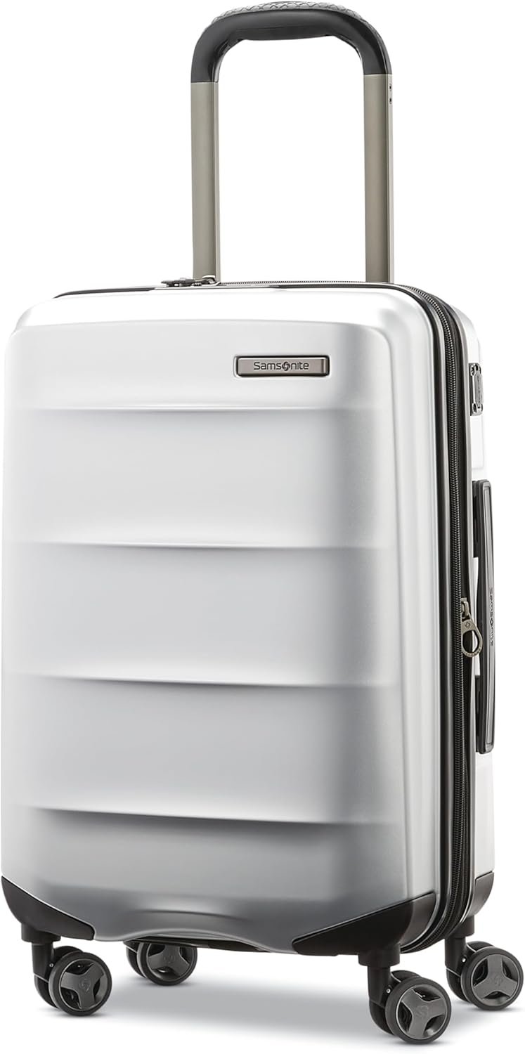 Samsonite Octiv Lightweight Hardshell 22-Inch Carry-On Luggage- Durable & Impact Resistant, 360° Aero Trac Spinner Wheels, Adjustable Telescopic Handle, Expandable Suitcase, TSA Approved Lock - Silver - Image 2
