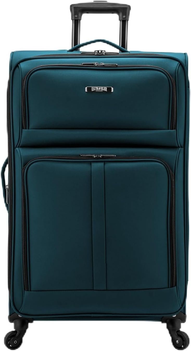 U.S. Traveler Anzio Softside Expandable Spinner Luggage, Teal, Checked-Large 30-Inch - Image 2
