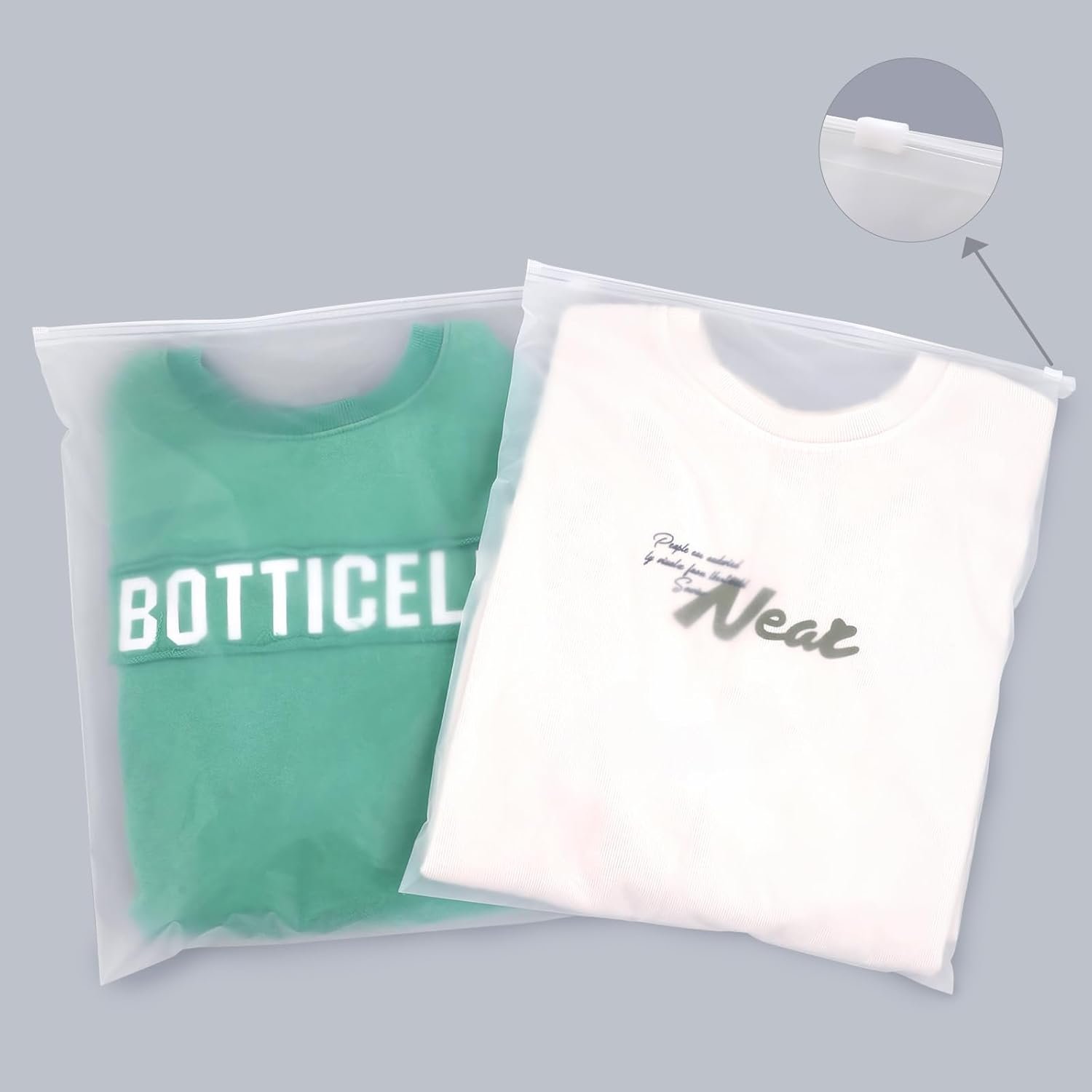 14x18 Inch Clothes Packaging Bags for Shipping, 50Pcs 2 Gallon Frosted Zipper Clothing Packaging Bags for small business, Clear Apparel Bag for Winter clothes, blankets, backpack | No Vent Holes - Image 2