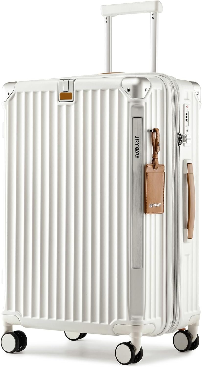 Joyway 24 IN Carry On Luggage, Expandable Suitcase with Smart Cup Holder, Hardside Checked with TSA Lock Spinner Double Wheels, White - Image 2