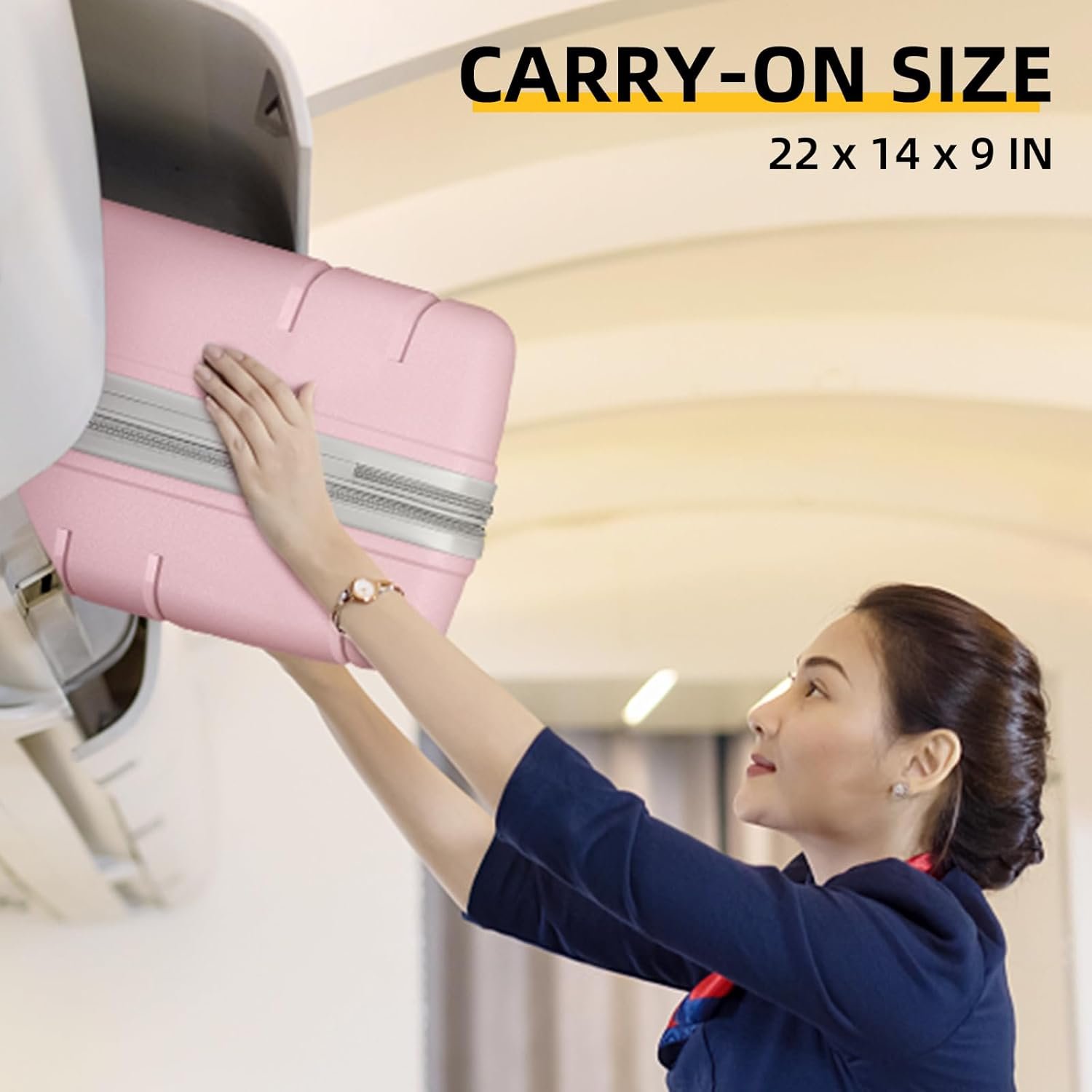 LARVENDER 3-Piece Carry On Luggage for Women,Hard Shell Suitcase 20Inch Carry On Luggage 22x14x9 Airline Approved, Spinner Wheel and TSA Lock(Pink 20Inch/DB/TB) - Image 10