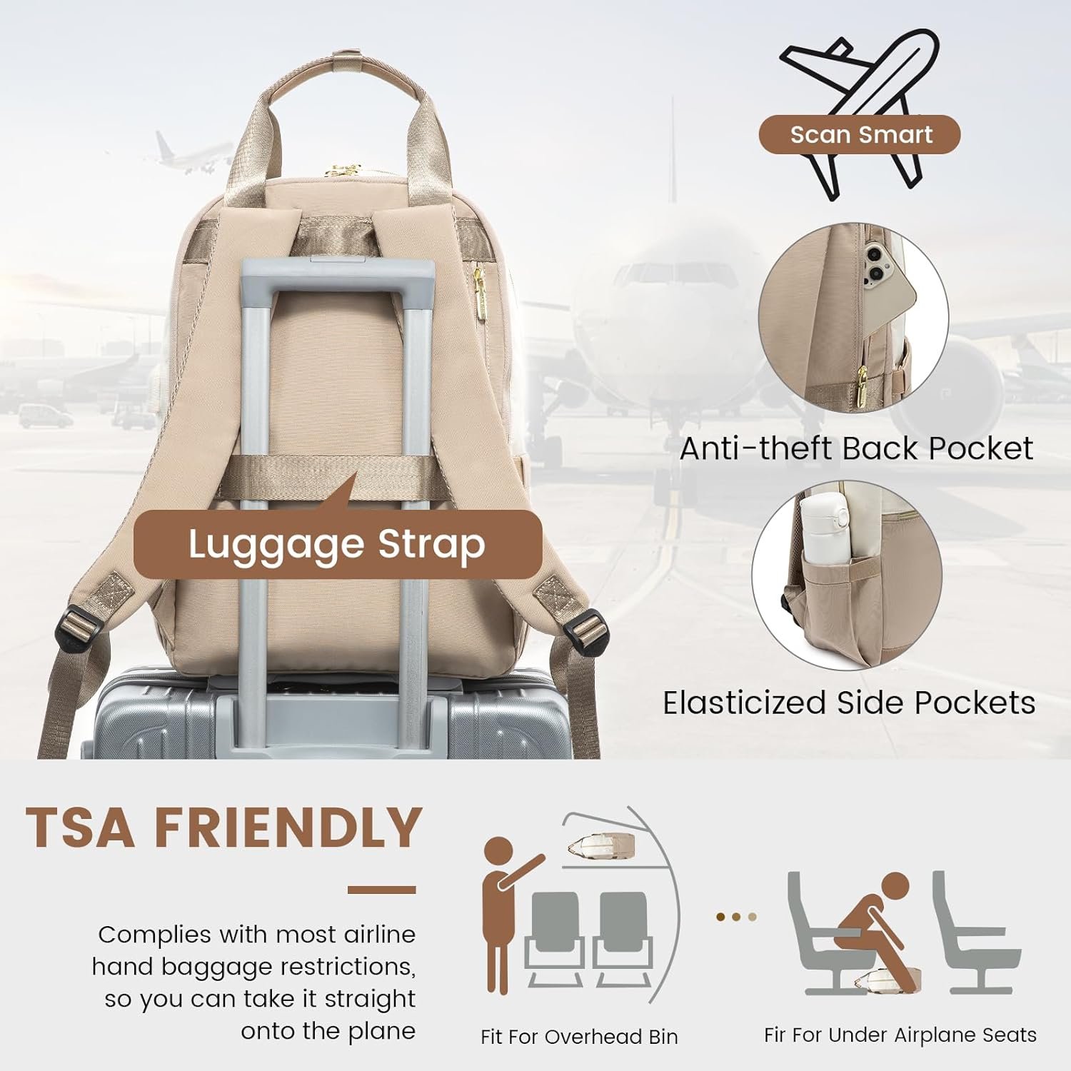 LOVEVOOK Laptop Backpack for Women, 15.6inch Laptop Bag with USB Port, Waterproof Travel Work Backpack Purse, Anti-Theft Backpacks Casual Computer Daypack Nurse Teacher Bag - Image 3