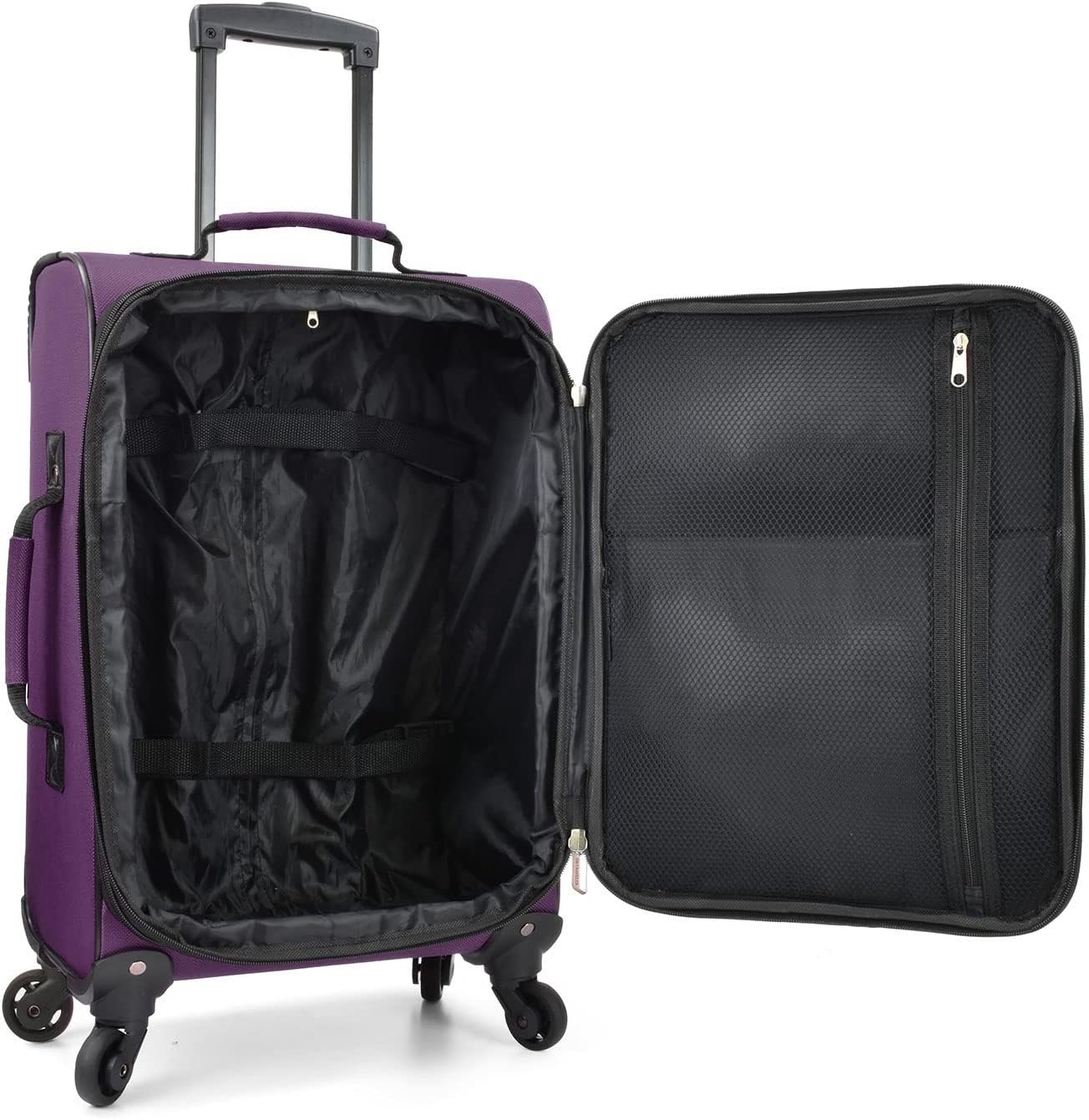 U.S. Traveler Rugged Fabric Expandable Carry-on Luggage Set, Purple, 4 Wheel - Image 9