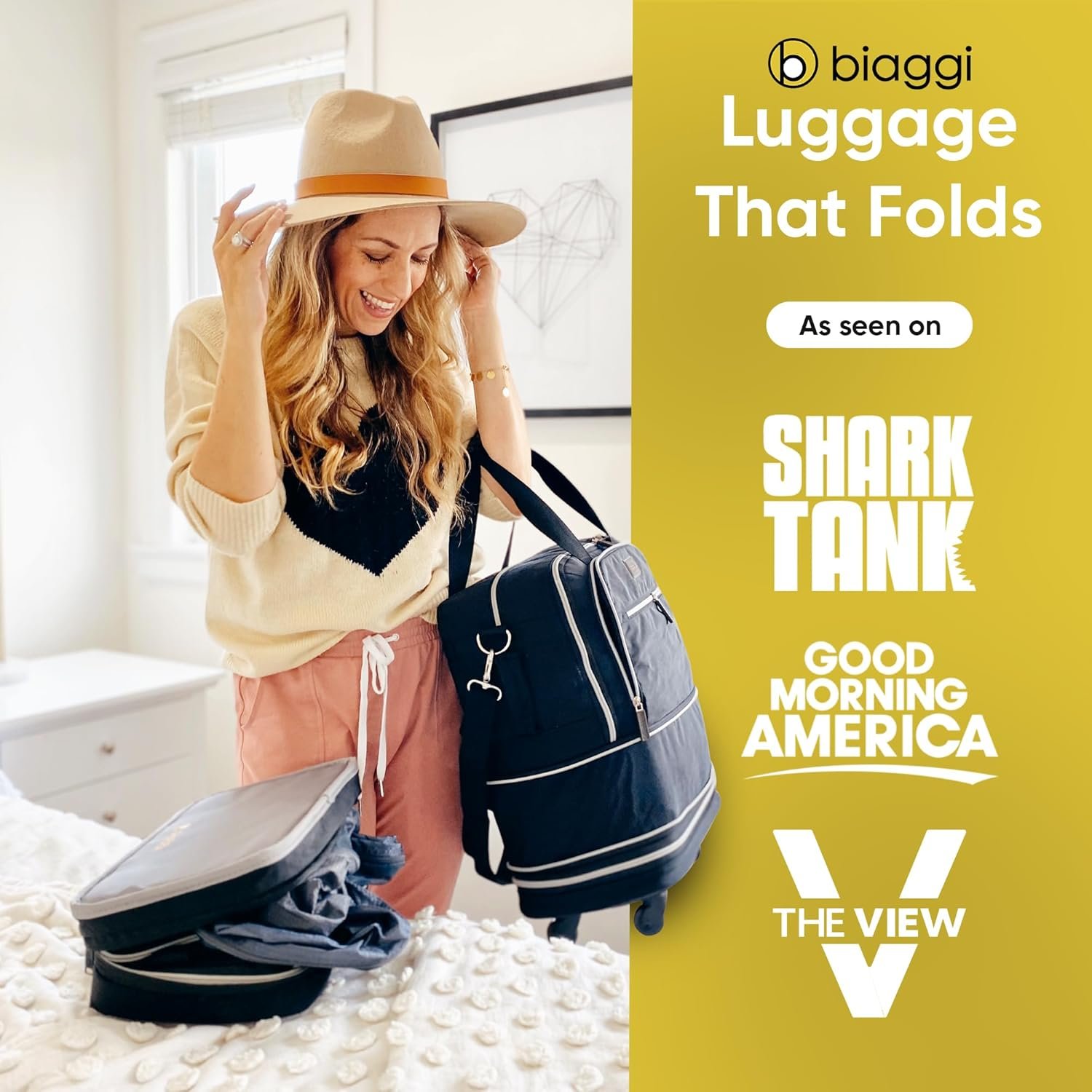 biaggi Zipsak Boost! Foldable Underseat Carry-On Expands to Full Size Carry-On - Custom Sized Packing Cube Included (Black) - Image 5