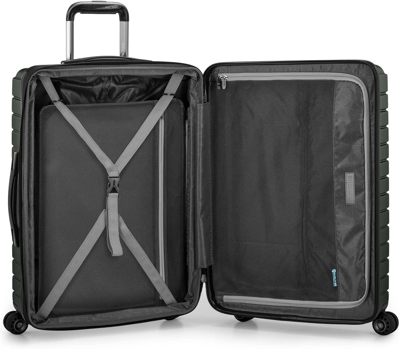 Traveler's Choice Archer Polycarbonate Hardside Spinner Luggage Set, Tie Down Straps ,Green, 2-Piece - Image 3