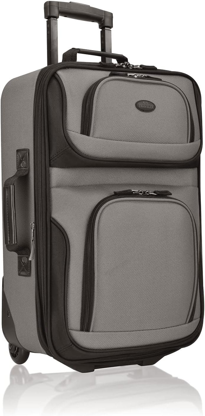U.S. Traveler Rio Rugged Fabric Expandable Carry-on Luggage, Grey, Set - Image 4
