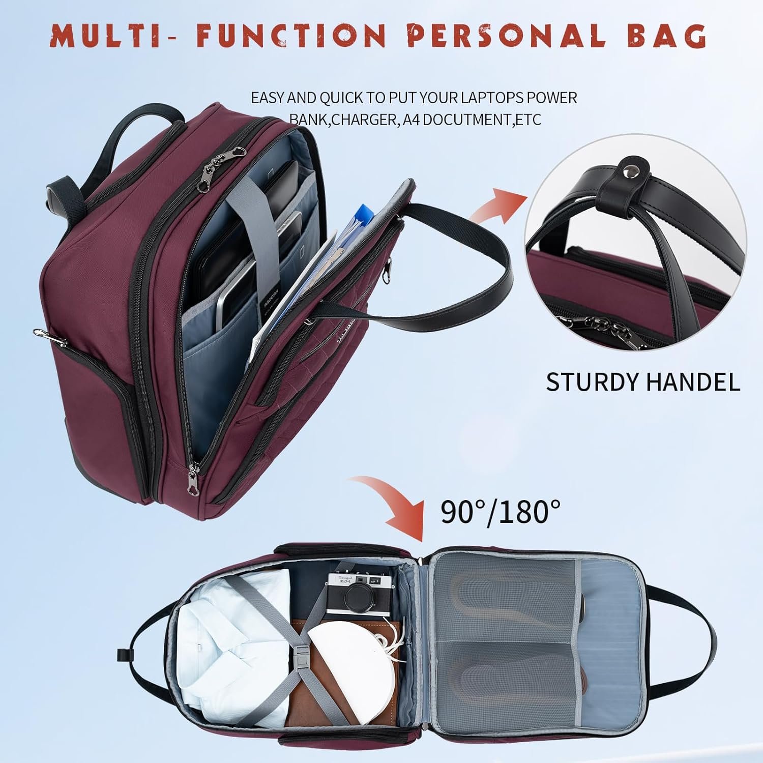 KROSER Carry On Underseat Multi-functional, 16-inch Underseater Lightweight Overnight Suitcase for Women, Burgundy - Image 6