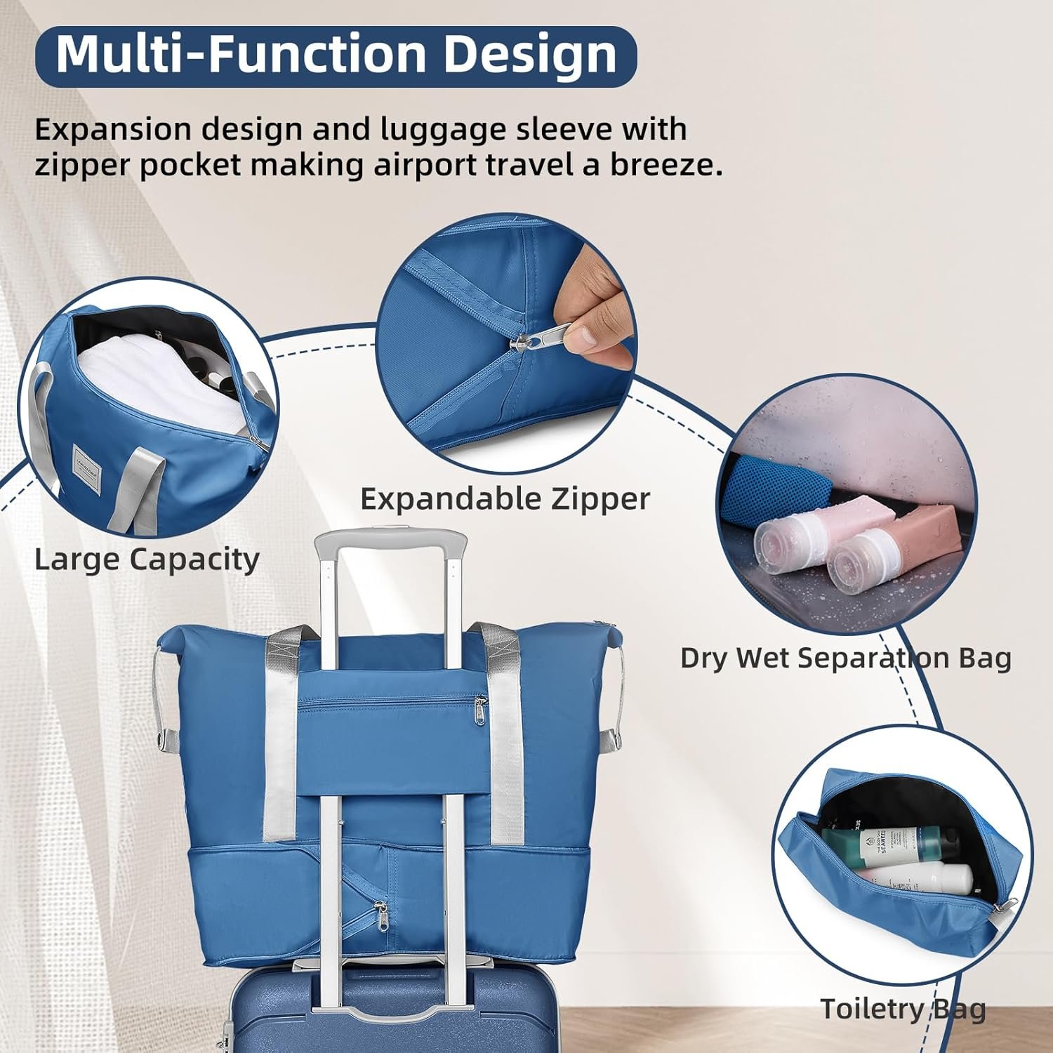 LARVENDER 3-Piece Carry On Luggage for Women,Hard Shell Suitcase 20Inch Carry On Luggage 22x14x9 Airline Approved, Spinner Wheel and TSA Lock(Navy 20Inch/DB/TB) - Image 8