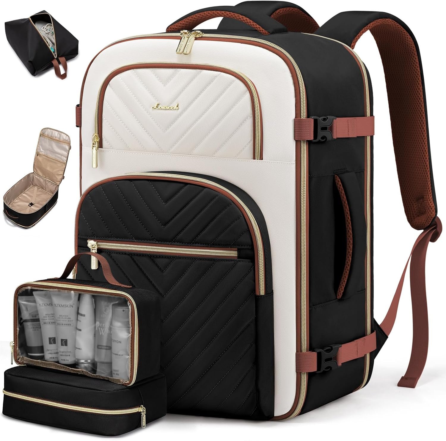 LOVEVOOK Travel Backpack Carry on Flight Approved 40L,Waterproof TSA Travel Essentials Personal Item Backpack for Women Men,Large Carry on Luggage Suitcase Travel Bag for Airplane with 3 Packing Cubes - Image 2