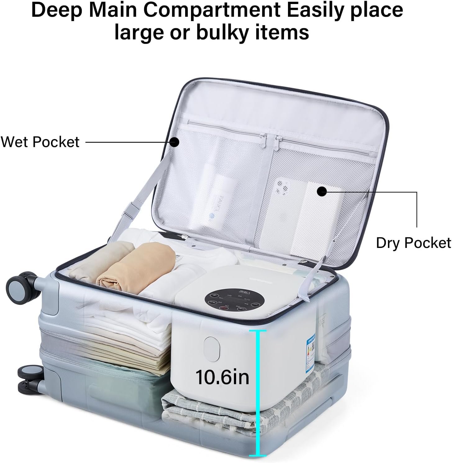 Hanke 24 Inch Expandable Checked Luggage Hard Shell Suitcases with Wheels Top Opening TSA Luggage Rolling Large Suitcases for Travel Luggage(Grey) - Image 6