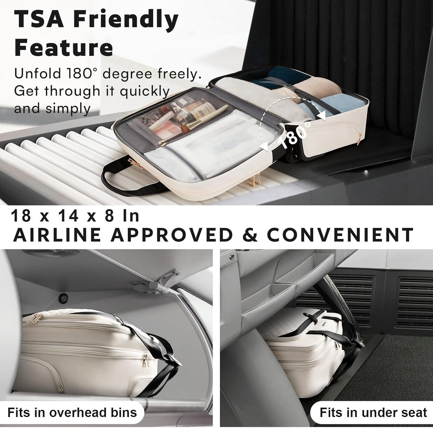 Rolling Laptop Bag Women, Rolling Briefcase for Women with Waterproof Pocket, 17.3 Inch Computer Bag for Women, Underseat Carry On Luggage with Wheels for Work Travel Business, Lightweight, Beige - Image 7