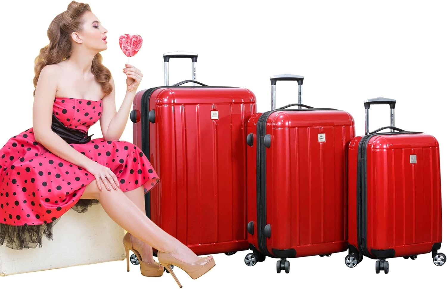 World Traveler Contour Lightweight Polycarbonate Hardside Expandable Spinner Luggage with TSA Lock, Red, 28-inch - Image 10