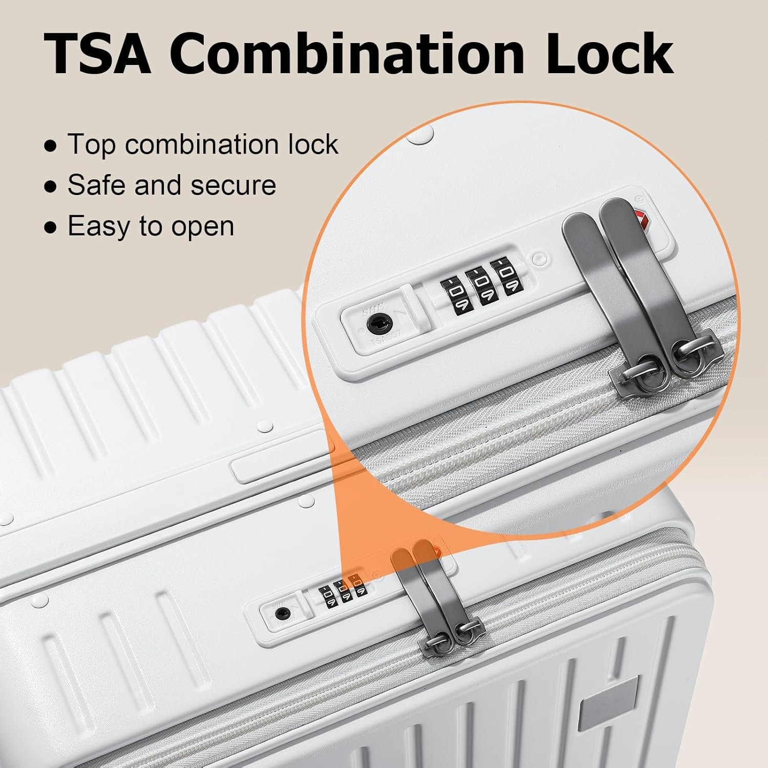 Joyway Hardshell Carry on Luggage Airline Approved with Front Pocket, Lightweight Hardside 20 Inch Suitcase with Spinner Wheels and TSA Lock (White, Carry on Luggage-20 Inch) - Image 6