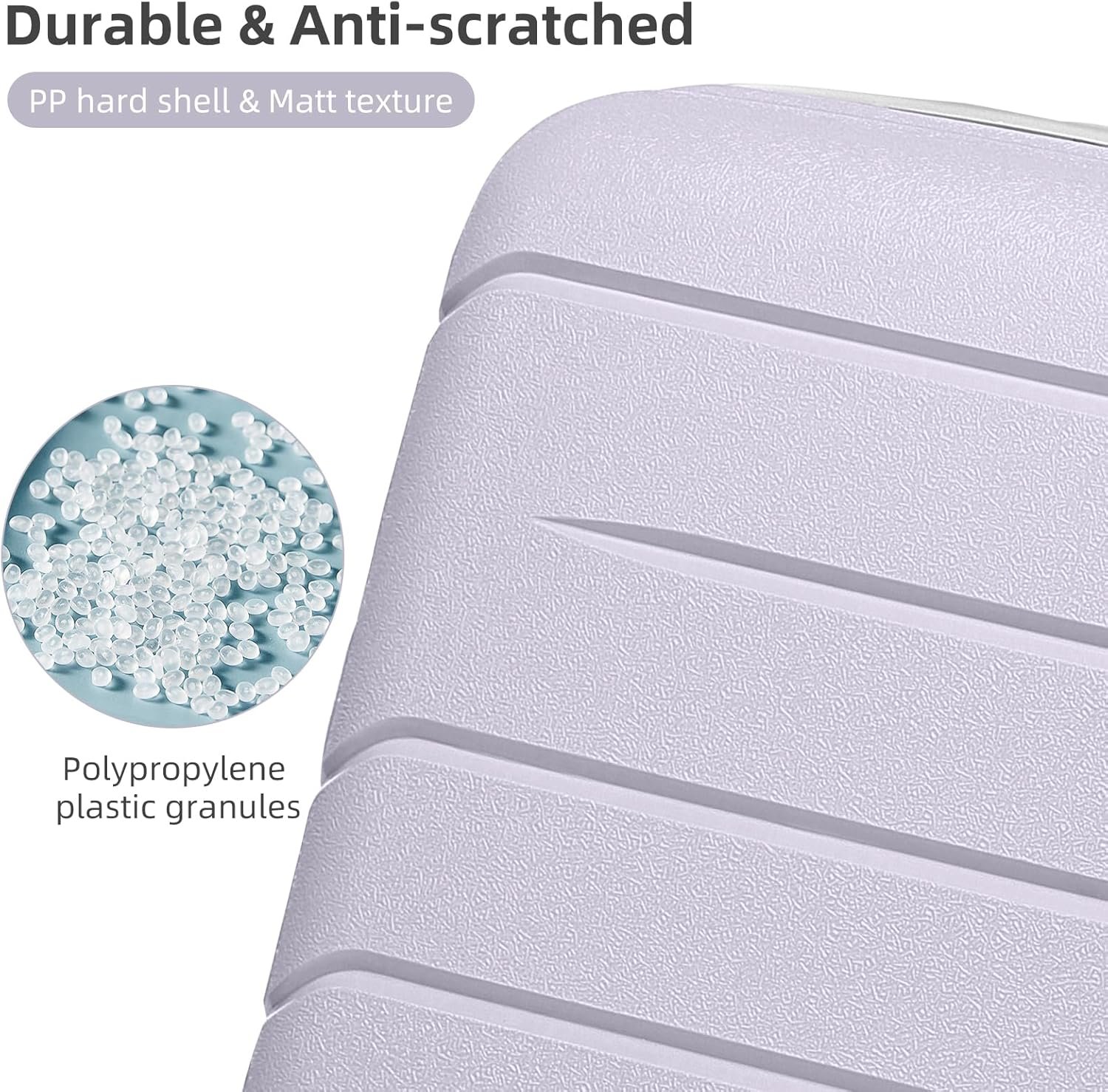 LARVENDER 3-Piece Carry On Luggage for Women,Hard Shell Suitcase 20Inch Carry On Luggage 22x14x9 Airline Approved, Spinner Wheel and TSA Lock(Lavender 20Inch/DB/TB) - Image 4