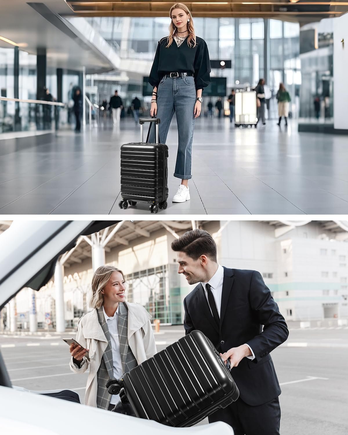 Lekesky 18 Inch Carry On Luggage 22x14x9 Airline Approved, Hard Shell Suitcase with TSA Lock, Lightweight Spinner Wheels Durable ABS Compact Carry-On Bag for Women Men Travel Weekend Trips, Black - Image 7