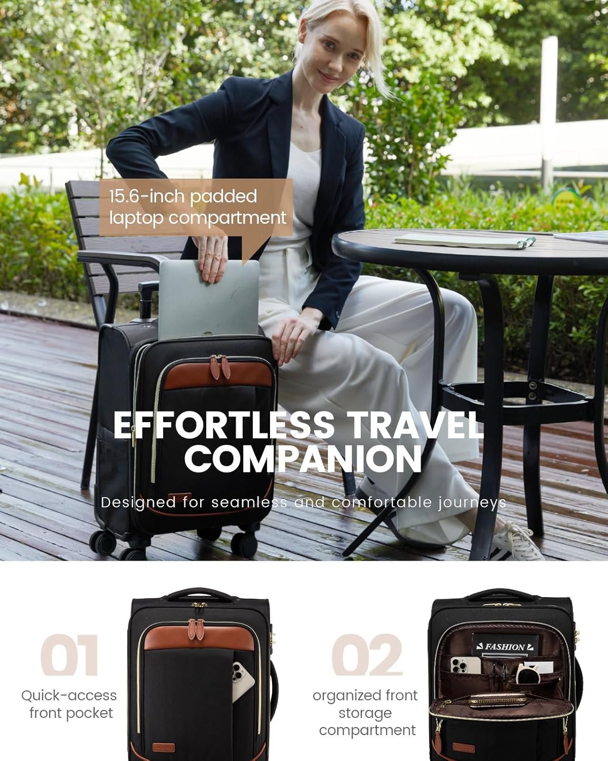 LOVEVOOK Carry on Luggage for Women and Men, Softside Suitcases with Daul Wheels - Image 6