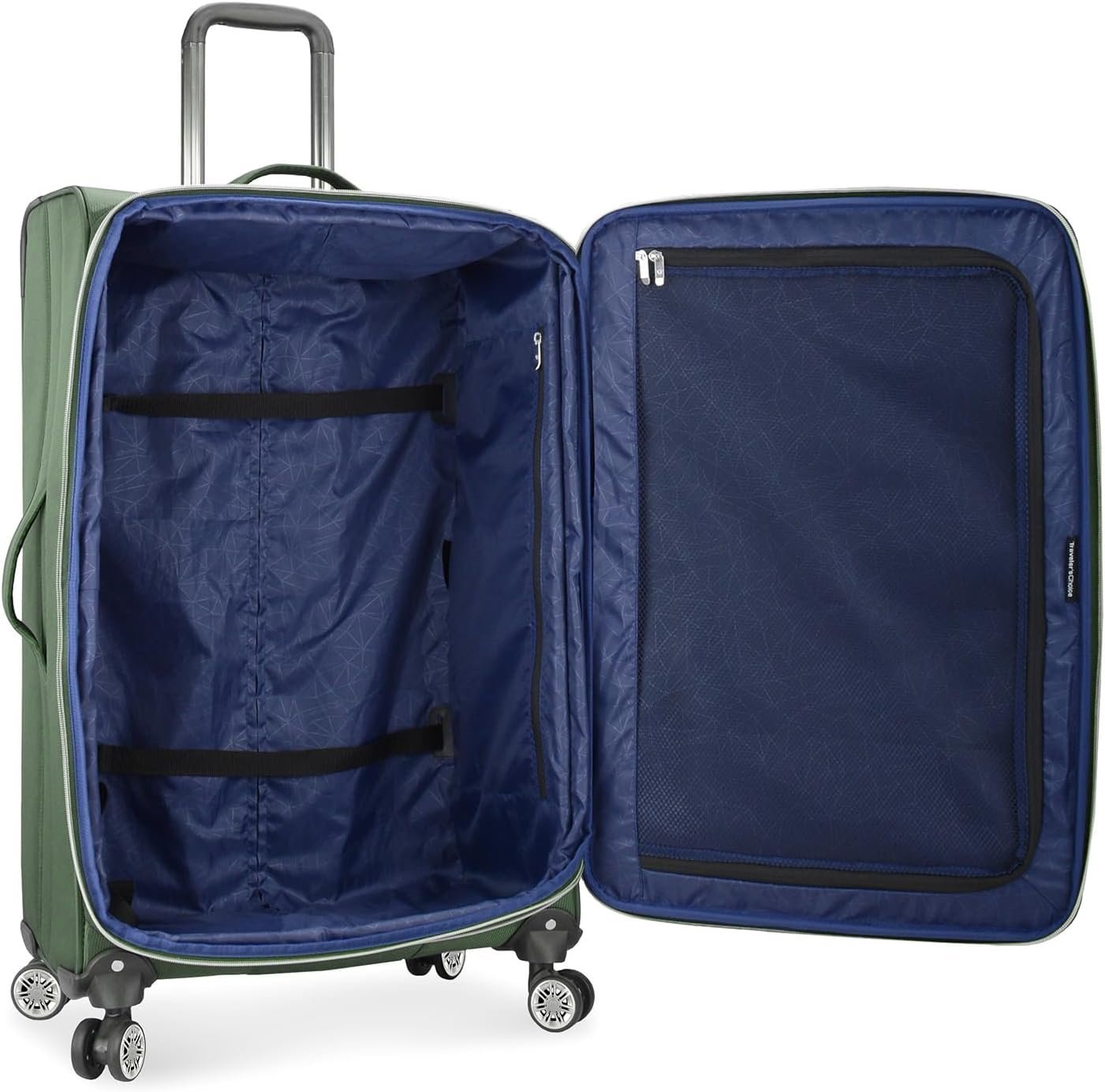 Traveler's Choice Lares Softside Expandable Luggage with Spinner Wheels, Green, Checked 30-Inch - Image 3