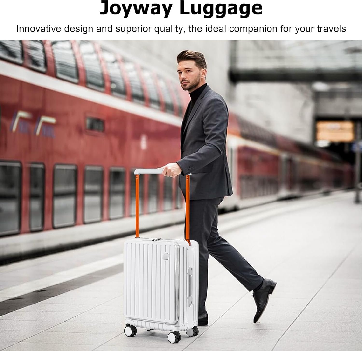Joyway Hardshell Carry on Luggage Airline Approved with Front Pocket, Lightweight Hardside 20 Inch Suitcase with Spinner Wheels and TSA Lock (White, Carry on Luggage-20 Inch) - Image 9