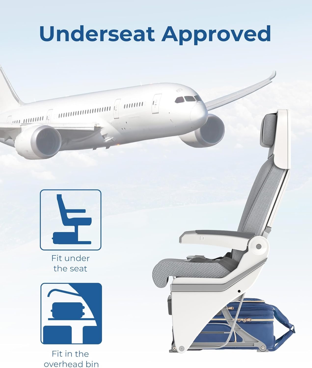 BAGSMART Underseat Carry On Luggage Airline approved,16-inch Underseater Softside Travel Suitcase with Wheels Lightweight Overnight Rolling Carry-on Luggage for Women Men Weekender,Dark Blue - Image 5