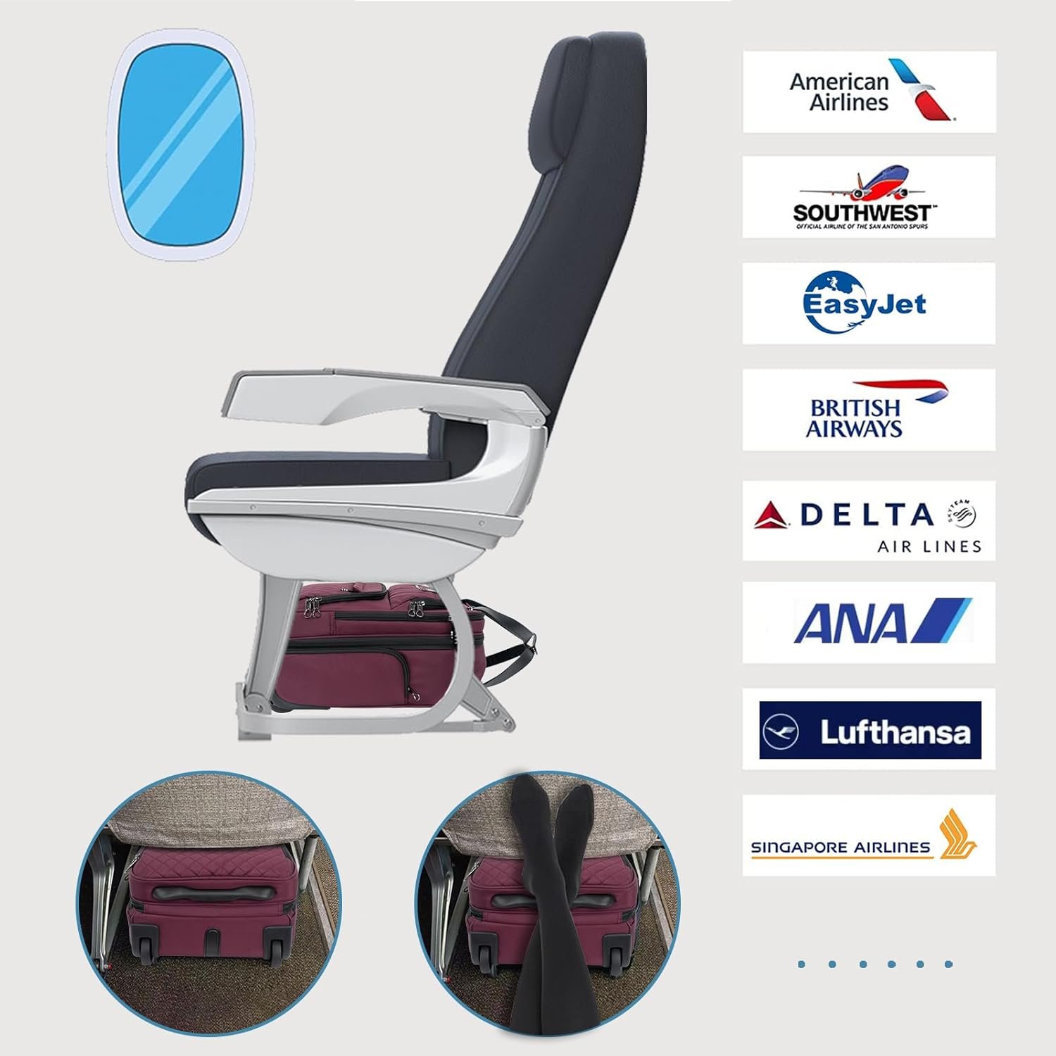 KROSER Carry On Underseat Multi-functional, 16-inch Underseater Lightweight Overnight Suitcase for Women, Burgundy - Image 3