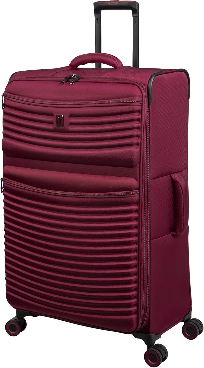 it luggage Precursor 32" Softside Checked 8 Wheel Expandable Spinner, Dark Red - Image 2