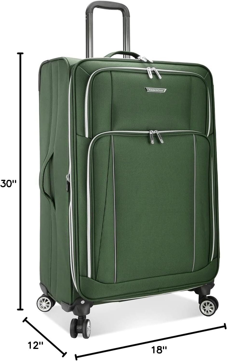 Traveler's Choice Lares Softside Expandable Luggage with Spinner Wheels, Green, Checked 30-Inch - Image 9