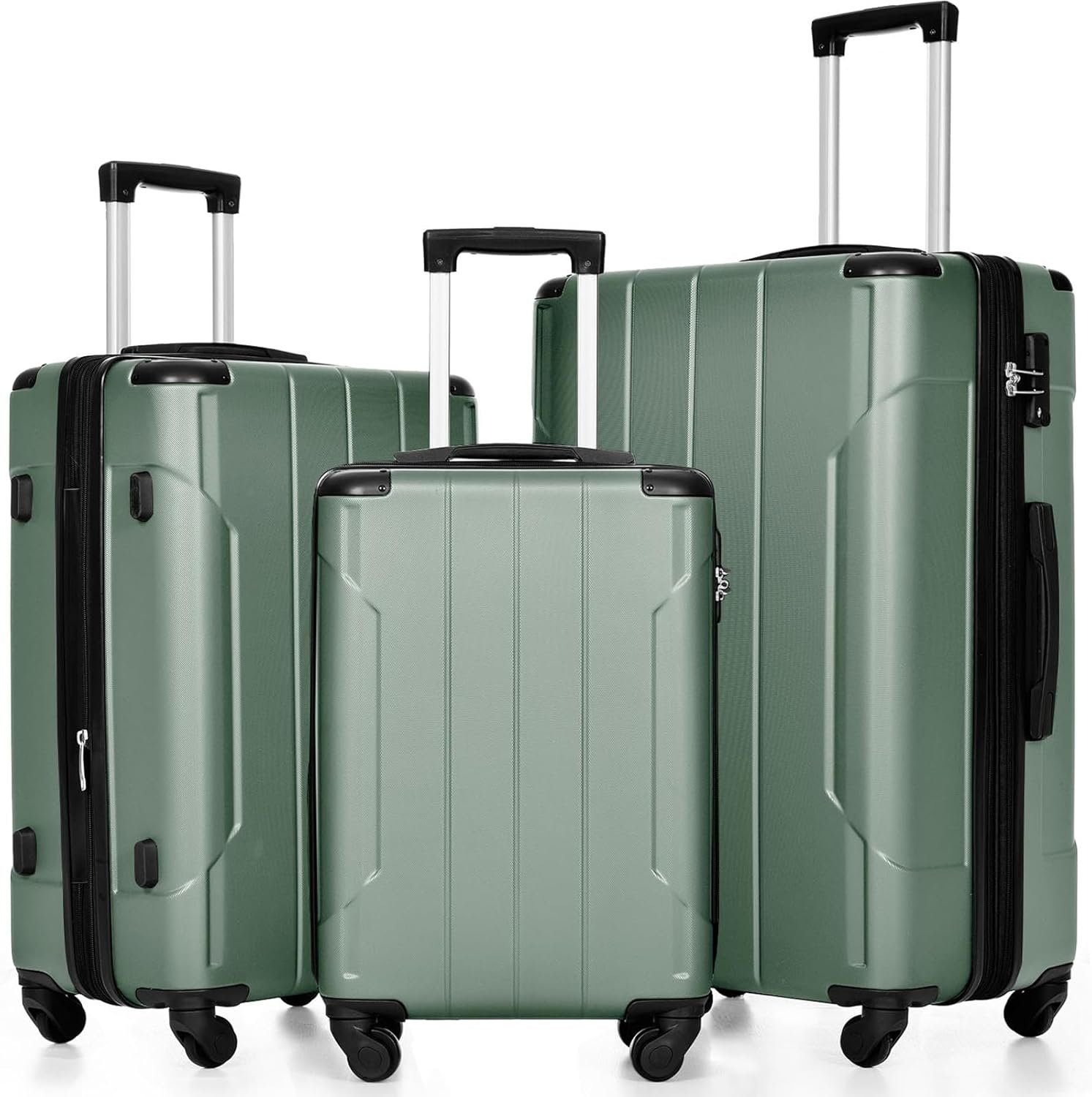 Merax Luggage Expandable Lightweight Spinner Suitcase with Corner Guards (Green1), 3-Piece Set (20/24/28) - Image 2