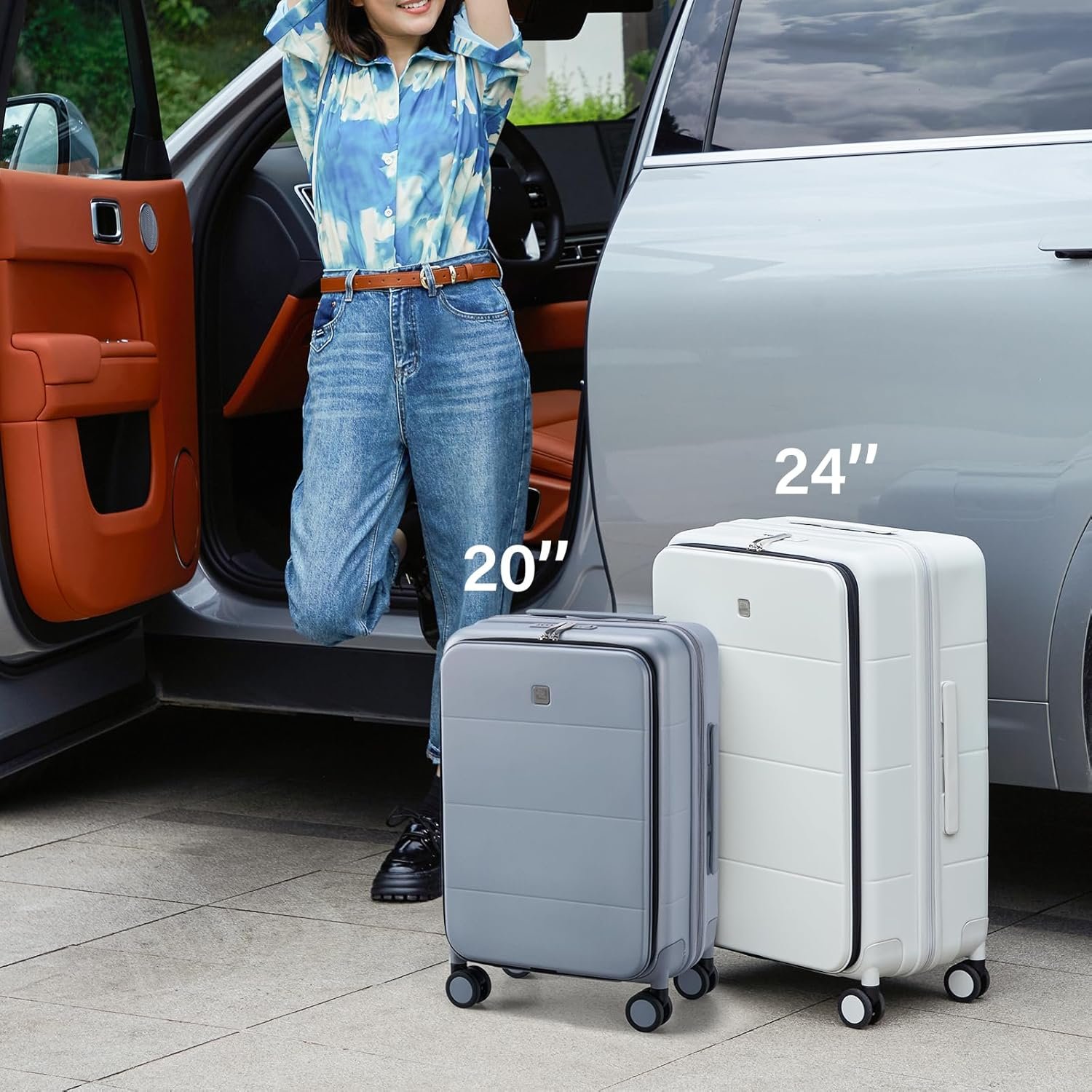 Hanke 24 Inch Expandable Checked Luggage Hard Shell Suitcases with Wheels Top Opening TSA Luggage Rolling Large Suitcases for Travel Luggage(Grey) - Image 9