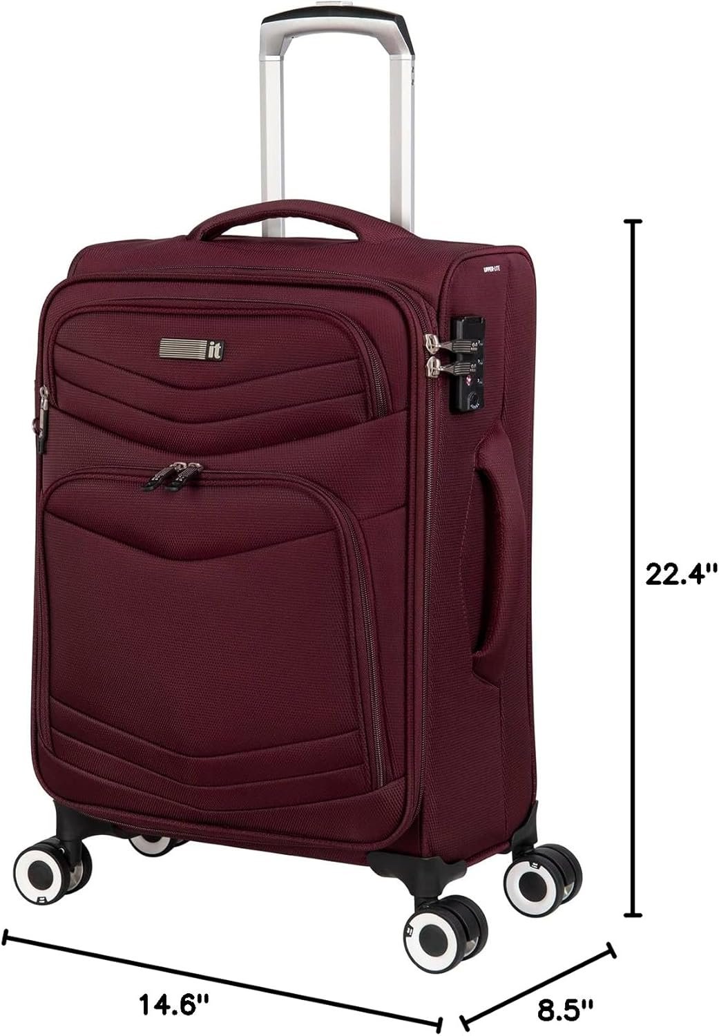 it luggage Intrepid 22" Softside Carry-on 8 Wheel Expandable Spinner with TSA Lock, Dark Red - Image 9