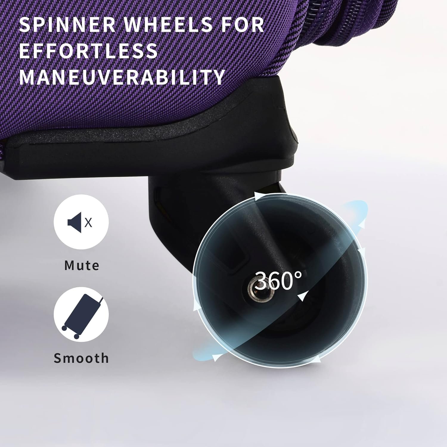 Merax Softside Luggage Set, Travel Suitcase Expandable Lightweight, 3 Piece Luggage Sets with Spinner Wheels 22" 26" 30" Suitcase with TSA Lock (Purple) - Image 5