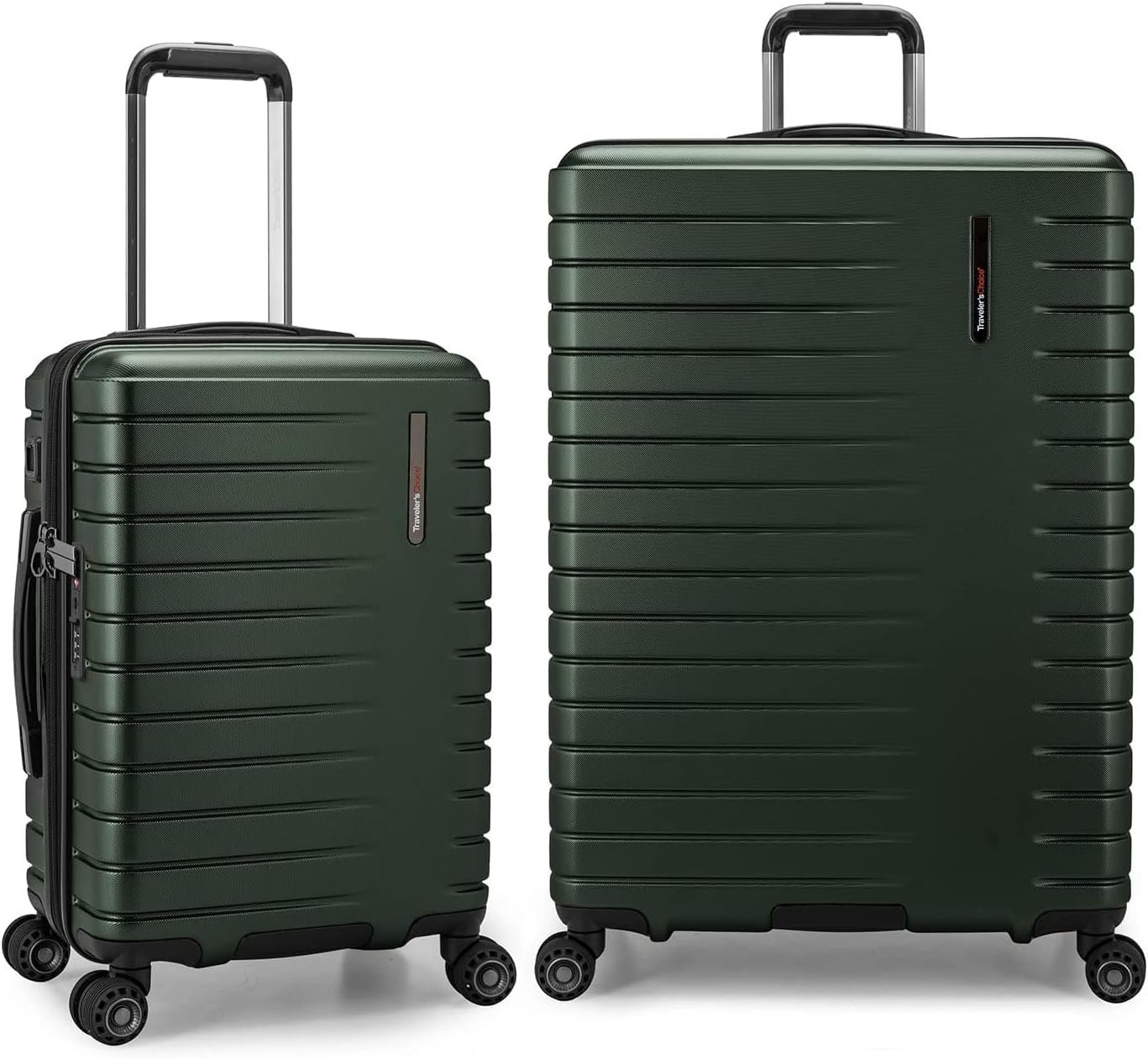 Traveler's Choice Archer Polycarbonate Hardside Spinner Luggage Set, Tie Down Straps ,Green, 2-Piece - Image 2