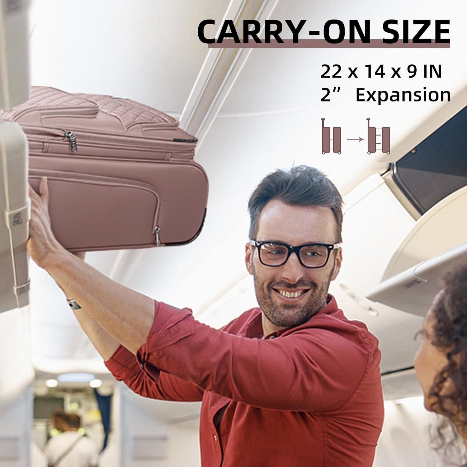 LARVENDER Softside Carry On Luggage 3 Piece, Expandable Carry On Luggage 22x14x9 Airline Approved 20-inch Carry on Suitcase with Spinner Wheels for Men Women, TSA Lock, Pink (20/BP/TB) - Image 4