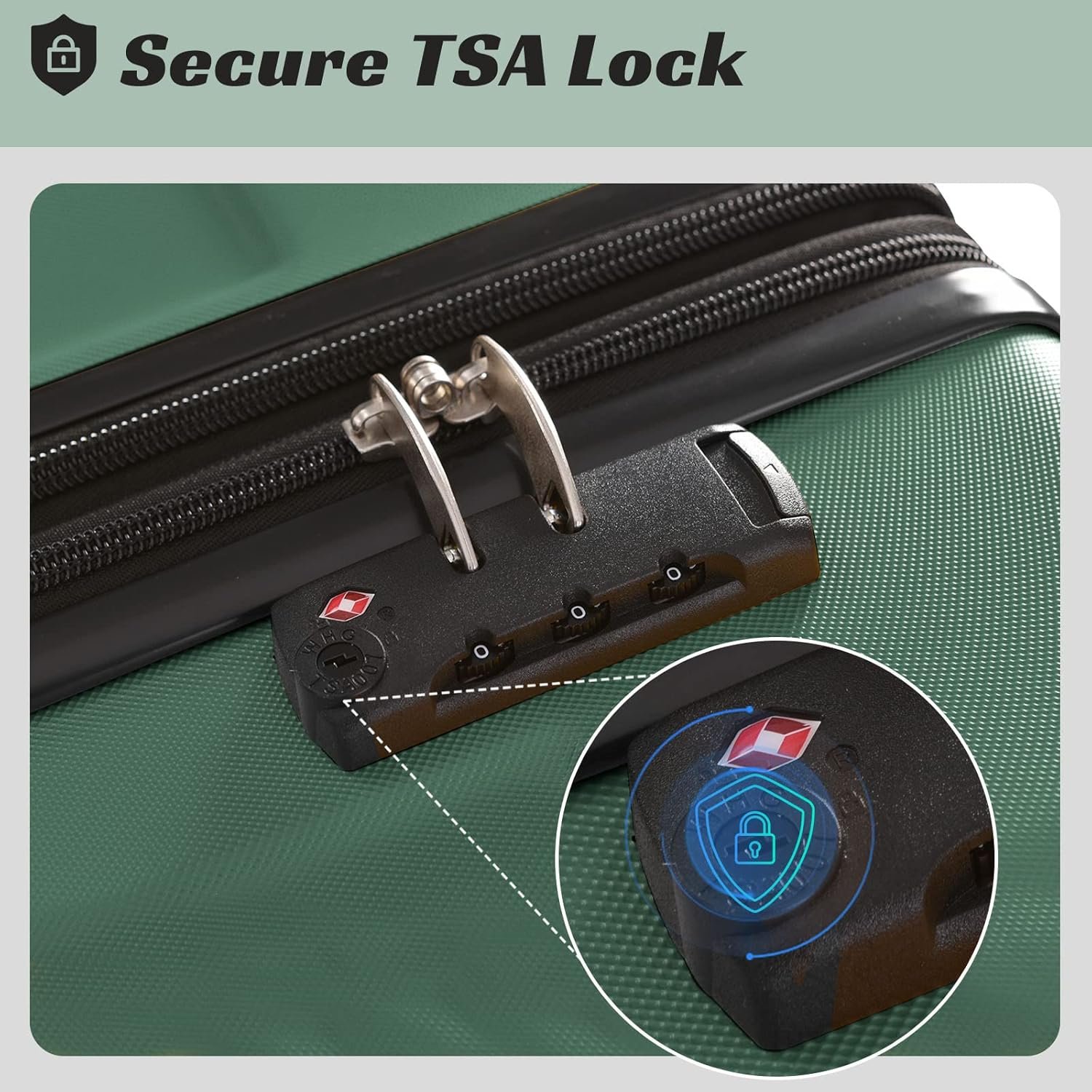 Merax Luggage Expandable Lightweight Spinner Suitcase with Corner Guards (Green1), 3-Piece Set (20/24/28) - Image 6