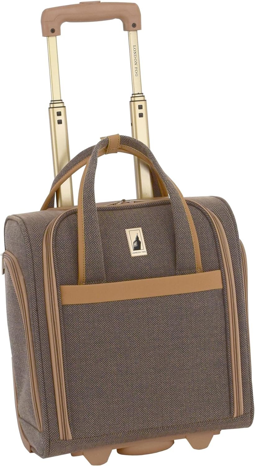 London Fog Kensington Navy Sand Herringbone 15" Verticle Under Seat Bag, 15 inch - Image 2