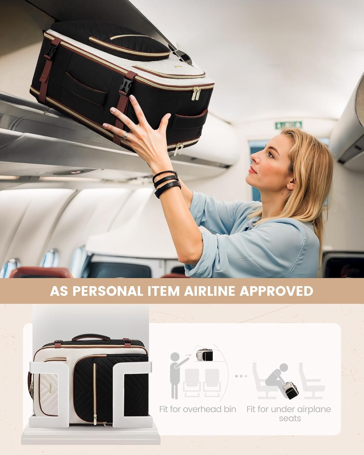 LOVEVOOK Travel Backpack Carry on Flight Approved 40L,Waterproof TSA Travel Essentials Personal Item Backpack for Women Men,Large Carry on Luggage Suitcase Travel Bag for Airplane with 3 Packing Cubes - Image 3