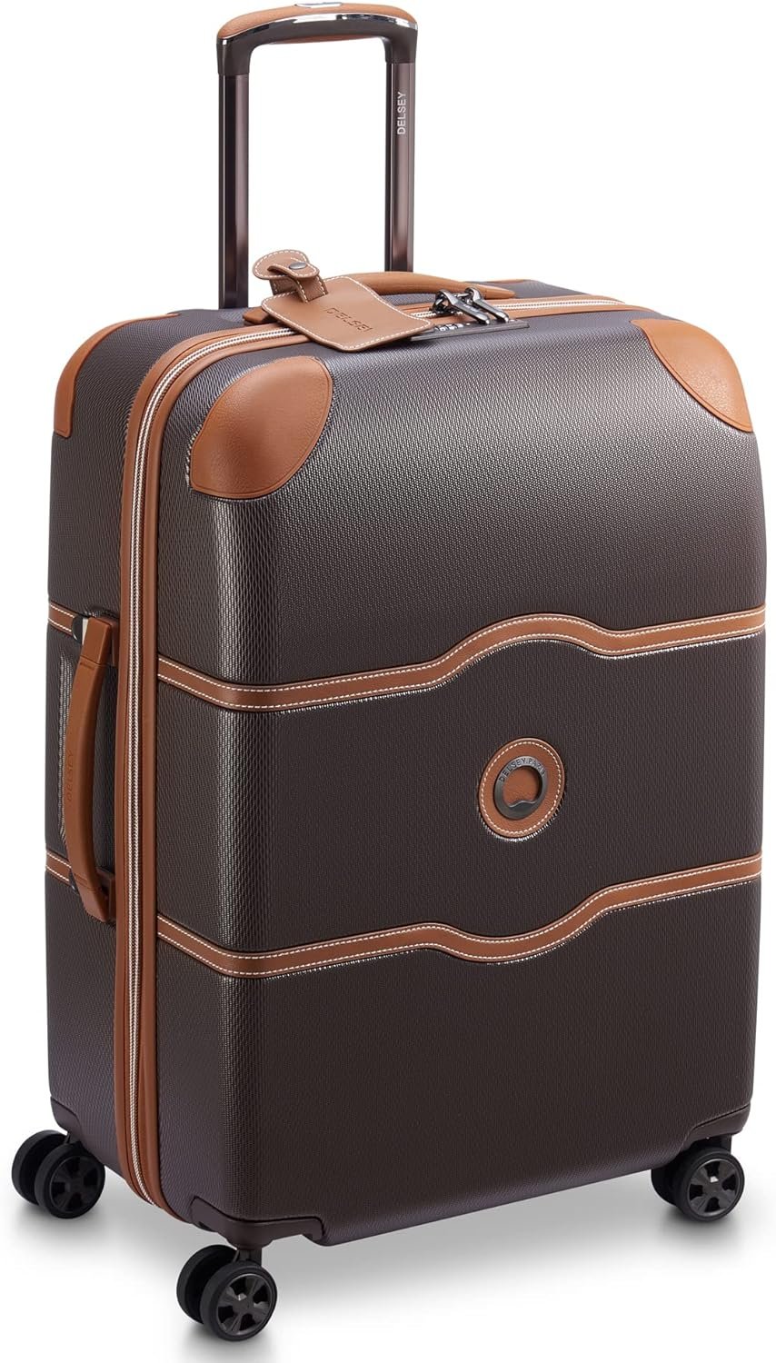 DELSEY PARIS Chatelet Air 2.0 Hardside Luggage with Spinner Wheels, Chocolate Brown, Checked-Medium 24 Inch - Image 6