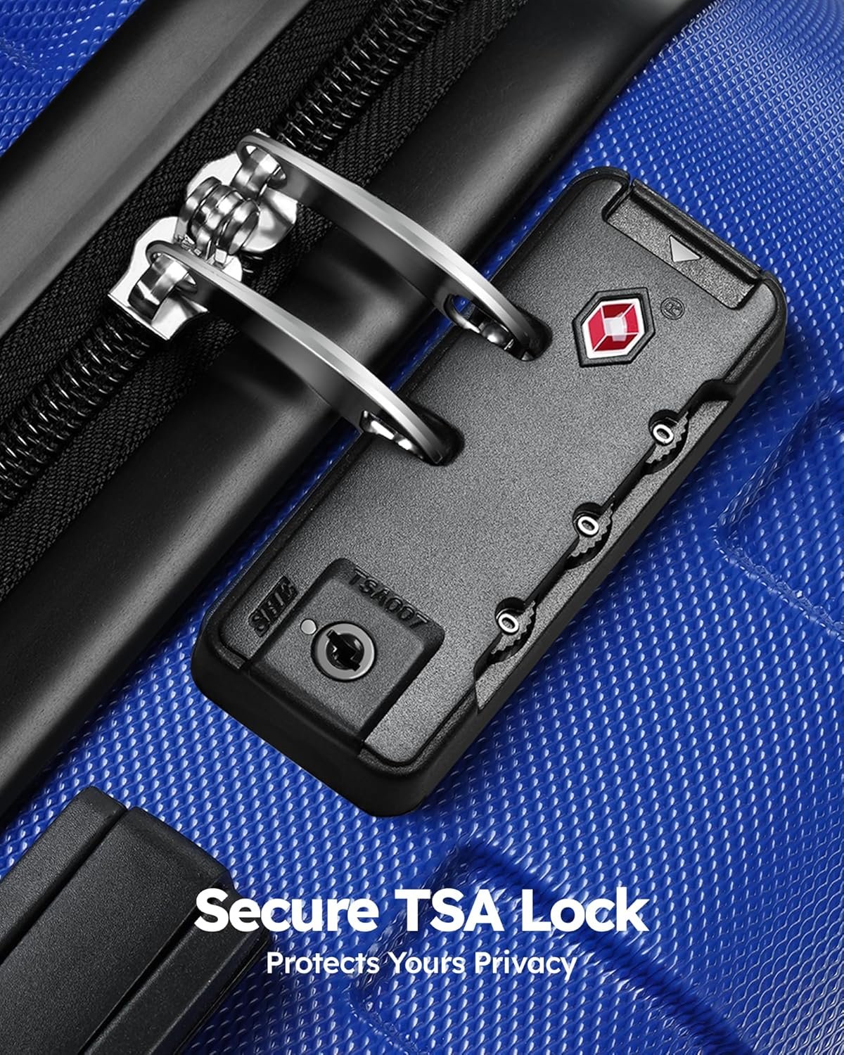 Suitour Luggage 3 Piece Sets Hard Shell Luggage Set with Spinner Wheels, TSA Lock, 20 24 28 inch Travel Suitcase Sets, Bright Blue - Image 8