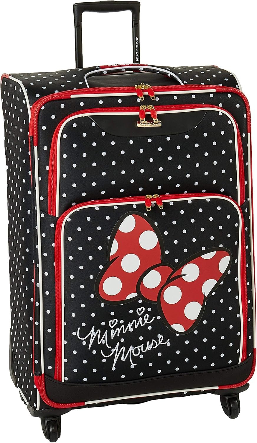 American Tourister Disney Softside Luggage with Spinner Wheels, Minnie Mouse Red Bow, Checked-Large 28-Inch - Image 2
