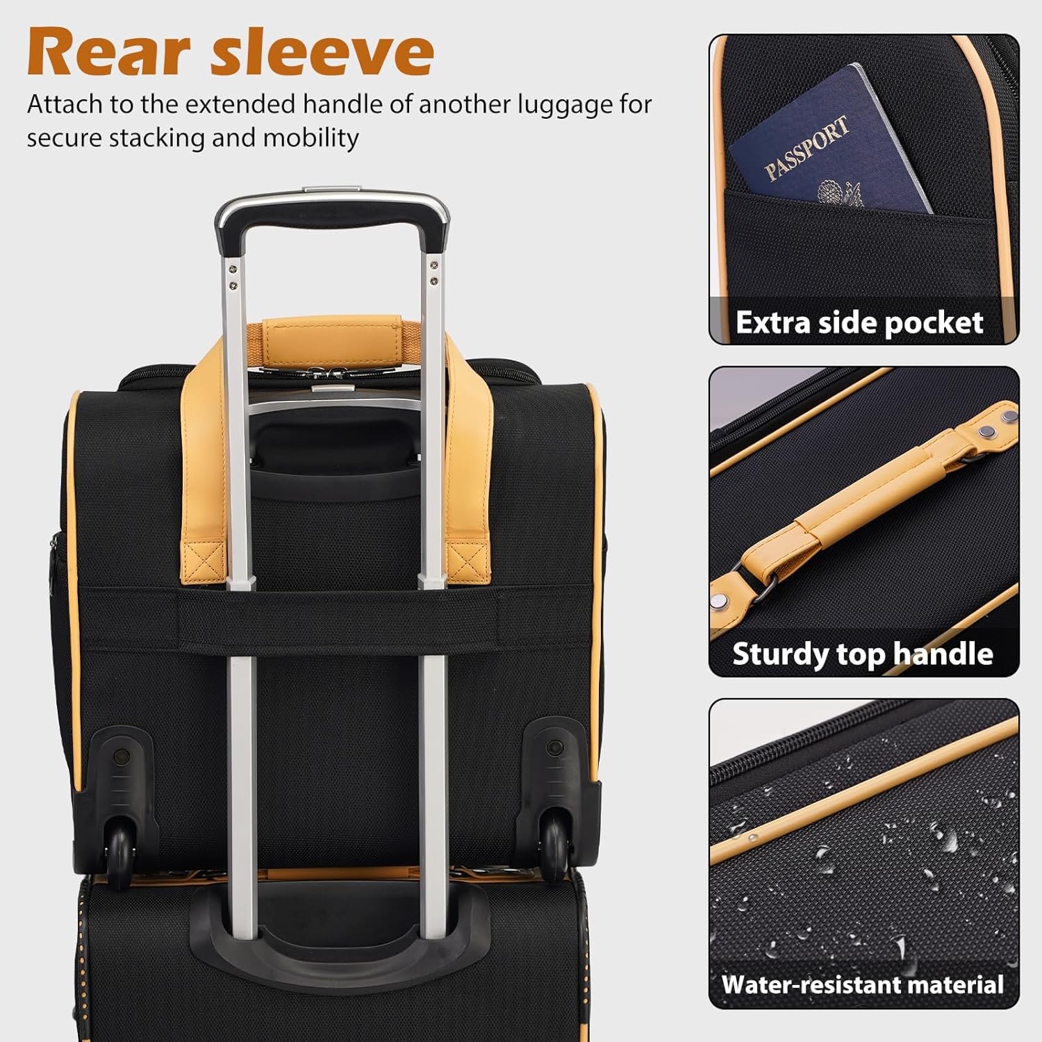 Coolife Luggage 4 Piece Set Suitcase Expandable TSA lock spinner softshell - Image 5