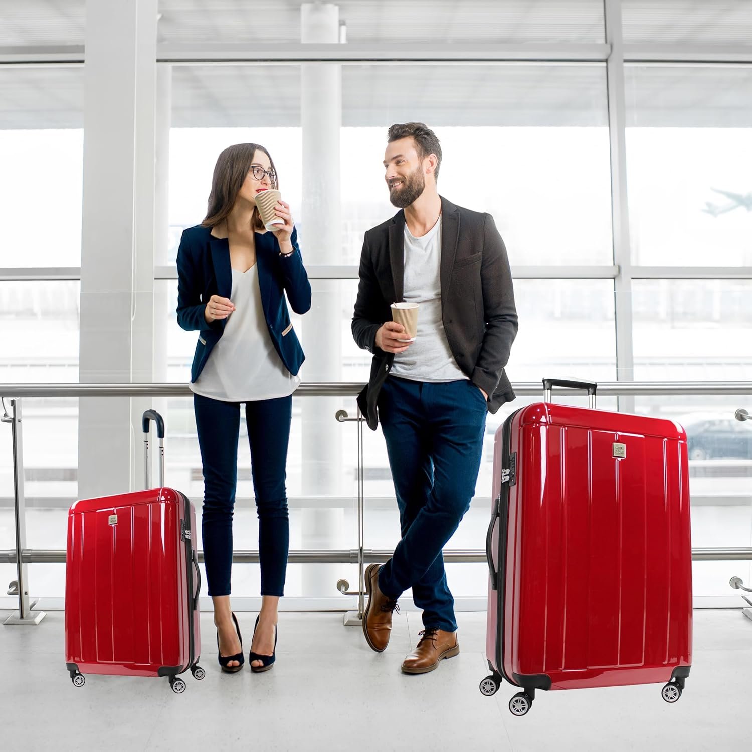 World Traveler Contour Lightweight Polycarbonate Hardside Expandable Spinner Luggage with TSA Lock, Red, 28-inch - Image 3