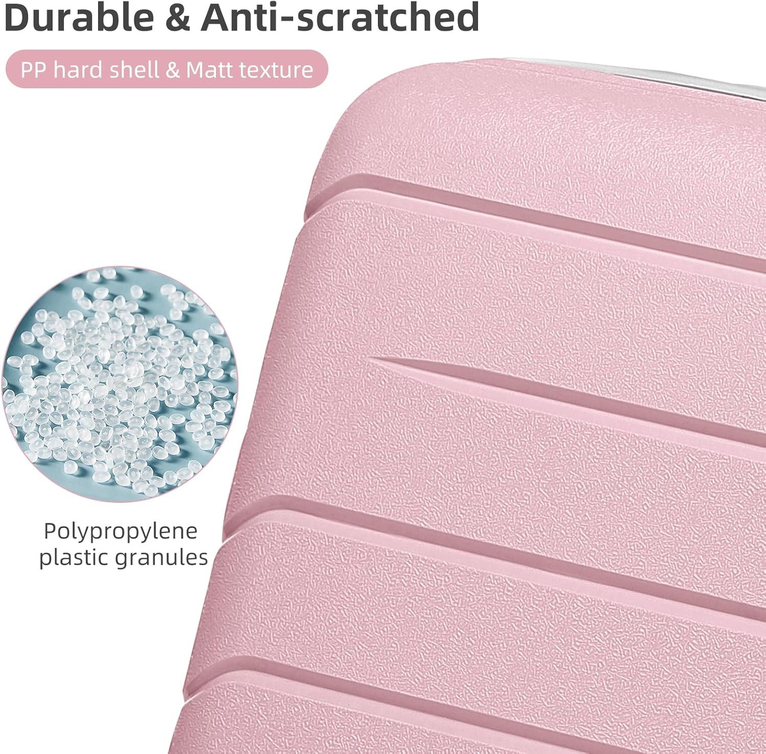 LARVENDER 3-Piece Carry On Luggage for Women,Hard Shell Suitcase 20Inch Carry On Luggage 22x14x9 Airline Approved, Spinner Wheel and TSA Lock(Pink 20Inch/DB/TB) - Image 4