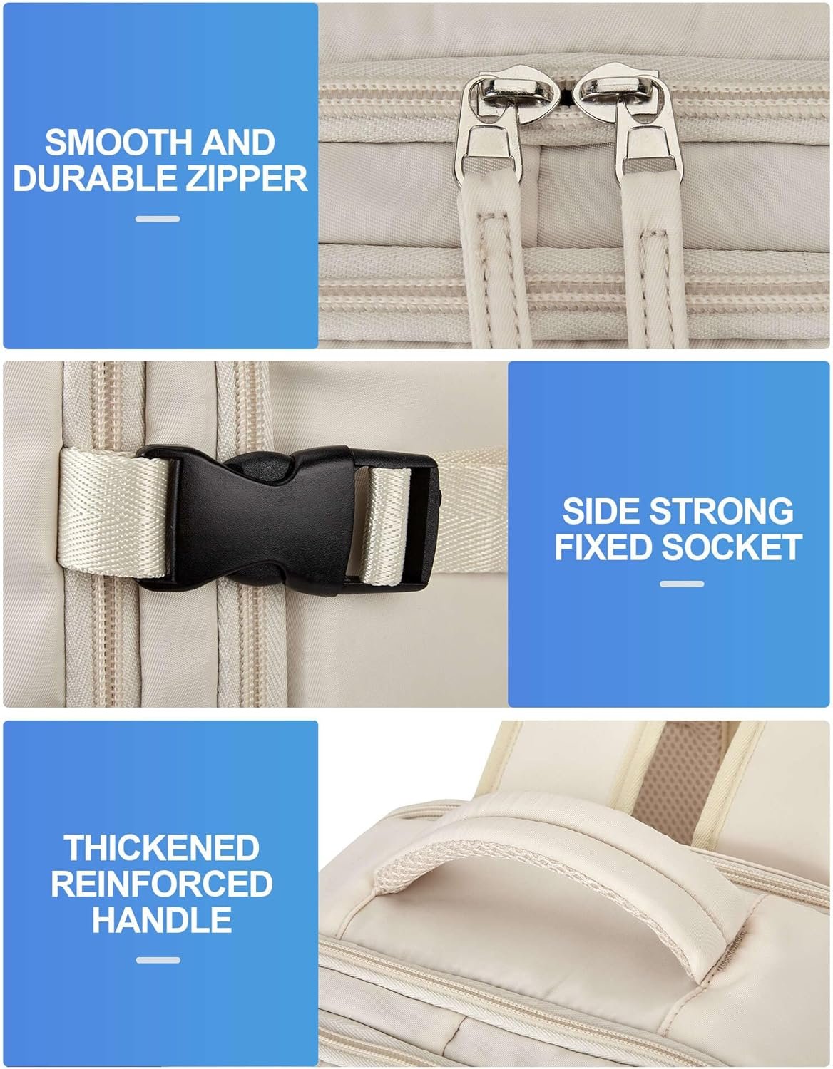 VGCUB Large Travel Work Business Backpack Carry on flight Approved 17 Inch Laptop Backpack for Women Men with Laptop Compartment Mochila de Viaje,Beige - Image 11