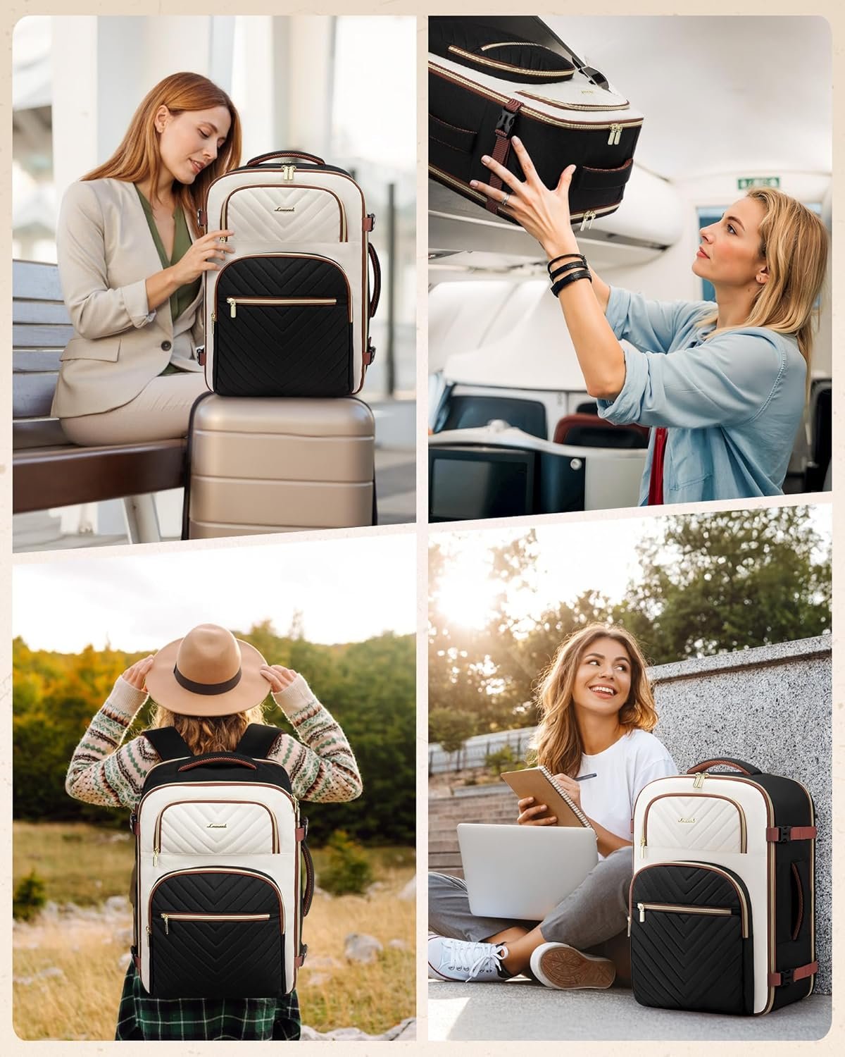 LOVEVOOK Travel Backpack Carry on Flight Approved 40L,Waterproof TSA Travel Essentials Personal Item Backpack for Women Men,Large Carry on Luggage Suitcase Travel Bag for Airplane with 3 Packing Cubes - Image 8