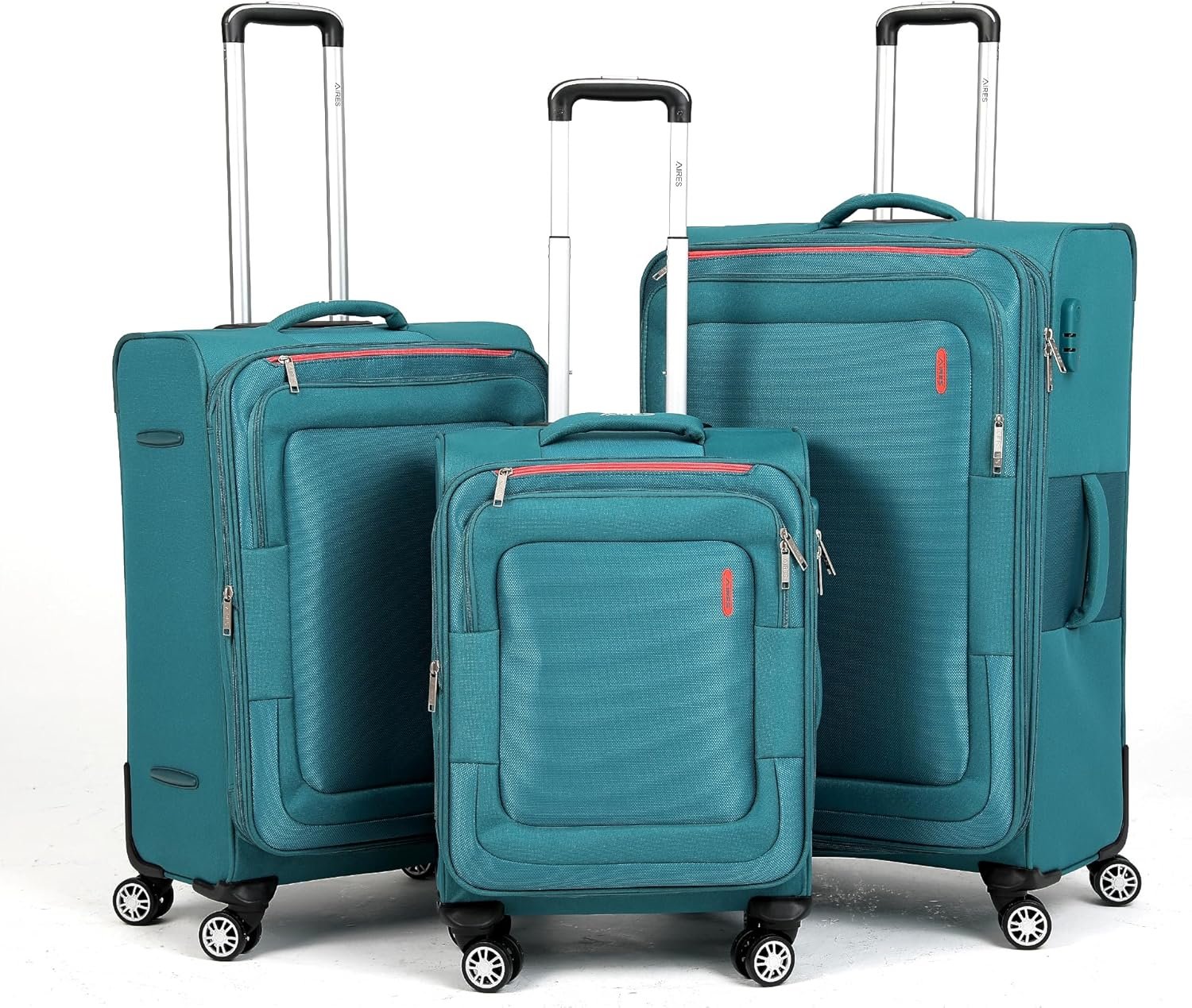 Luggage Sets 3Piece Softside Extra Large Size Expandable Lightweight Durable Suitcase Sets Double Spinner Wheels Combination Lock Blue Luggage For Overseas Journey(21in/25in/29in)(Teal) - Image 10