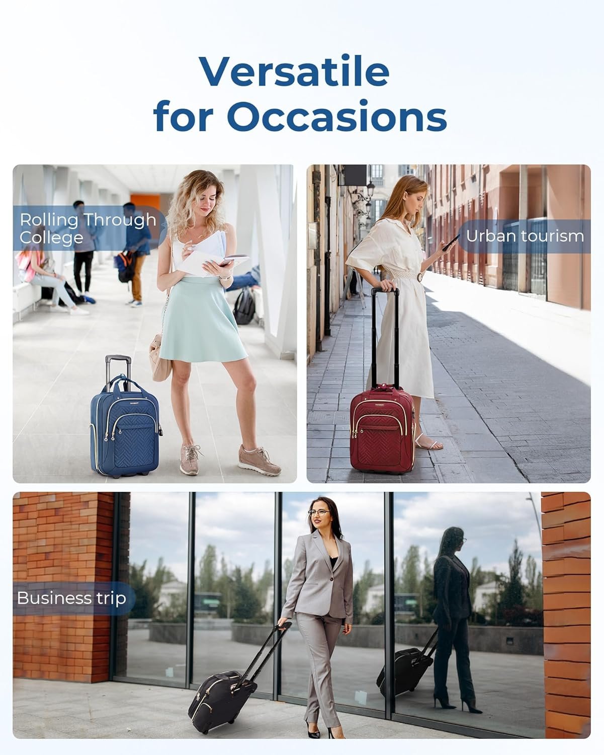 BAGSMART Underseat Carry On Luggage Airline approved,16-inch Underseater Softside Travel Suitcase with Wheels Lightweight Overnight Rolling Carry-on Luggage for Women Men Weekender,Dark Blue - Image 8